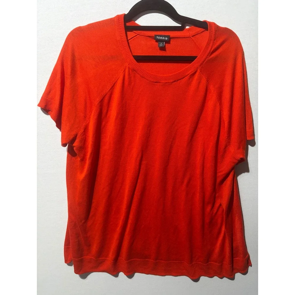 Torrid Orange Short Sleeve‎ Raglan Knit Sweater Top Women's Size 2